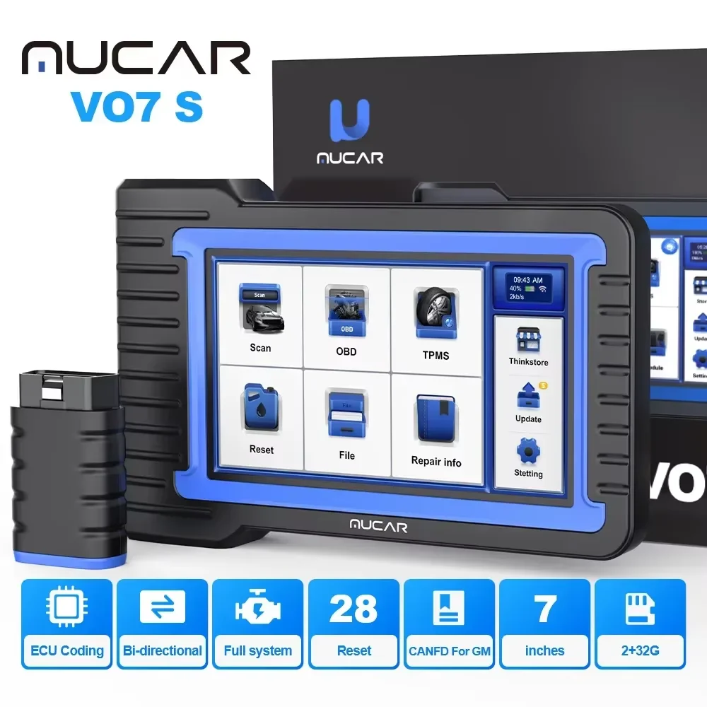 MUCAR VO7S CANFD ECU Coding Bidirectional Professional Car Diagnostic Tools 28 Reset Automotive Obd2 Scanner Auto Diagnosis Free