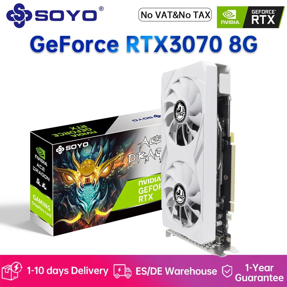 SOYO NVIDIA GeForce RTX3070 8G Graphics Card GDDR6 Memory 256Bit Gaming Card PCIE4.0x16 HDMI-compatible DP for Desktop Computer