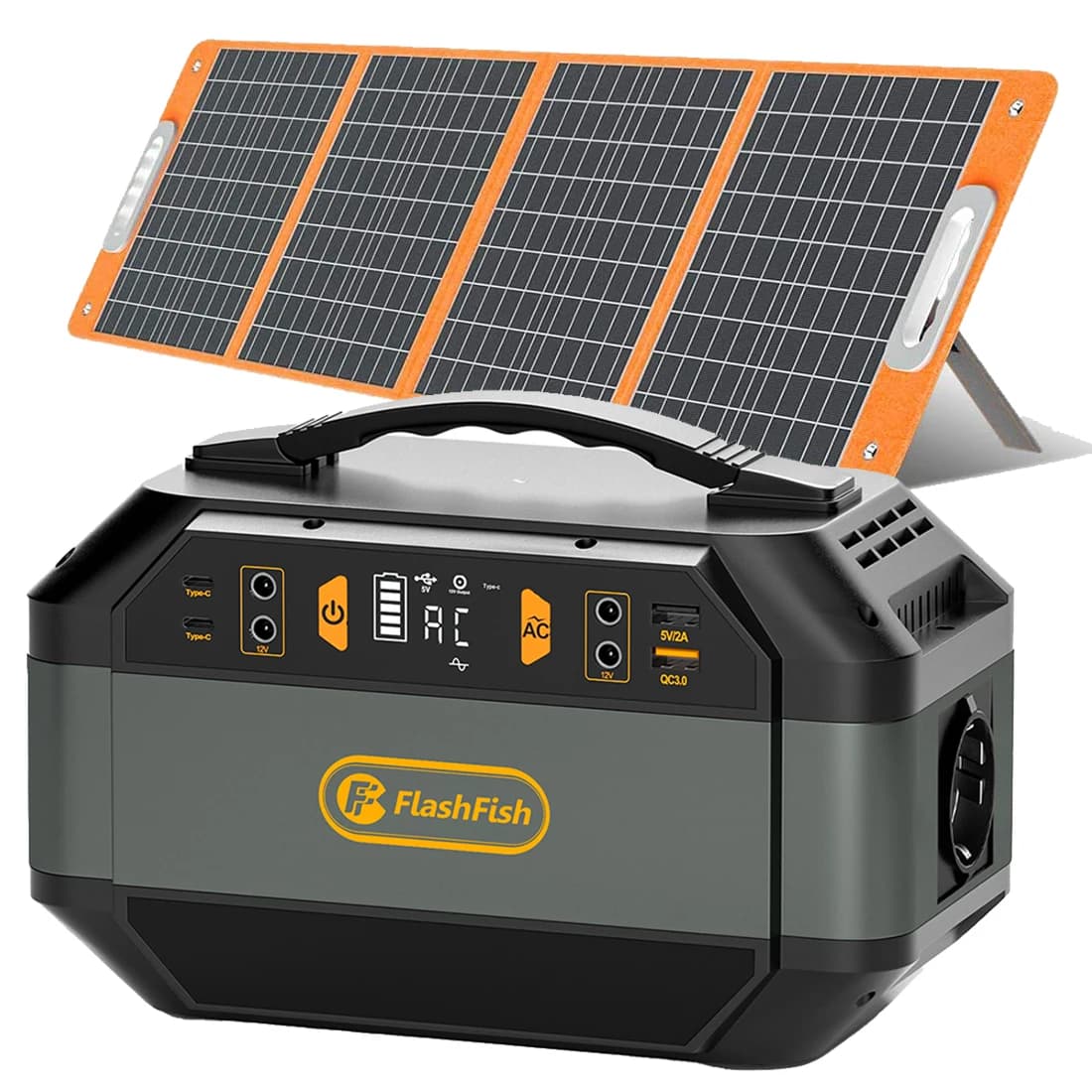 FF Flashfish P56 Portable Power Station with 100W Solar Panel 288.6Wh Solar Generator 78000mAh for Outage Emergency Home