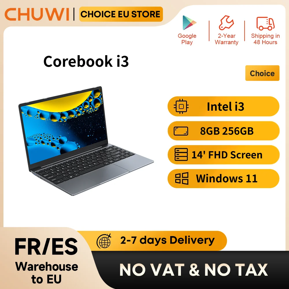 CHUWI CoreBook i3 10100Y  Laptop 8GB RAM 256GB SSD 14-inch Screen UHD Graphics 615 Intel i3 Processors Windows 11 Notebook PC