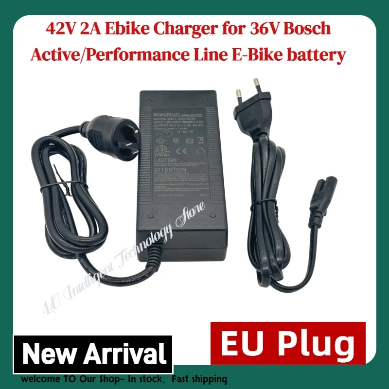 Elecrun 42V 2A Ebike Charger Compatible with 36V Bosch Active/Performance Line E-Bike Battery Charging for Electric Bicycles