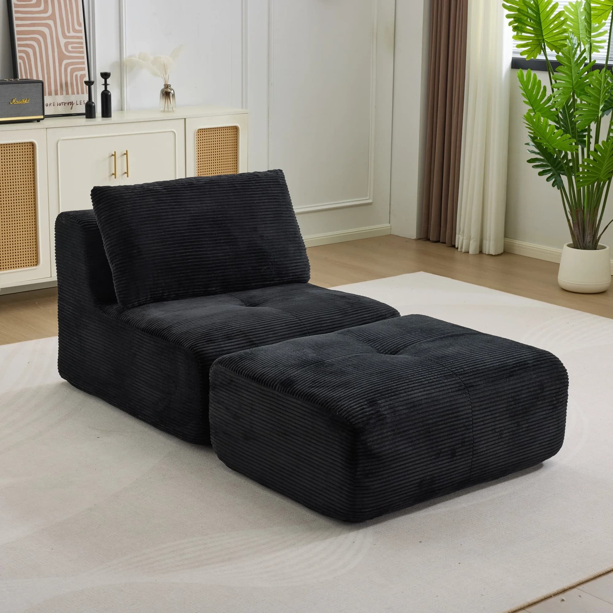 4-Seater Corduroy Modular Sofa, Modern Free Combination Sectional Couch, No Assembly Needed Loveseat Sofa for Living Room，Bedroom