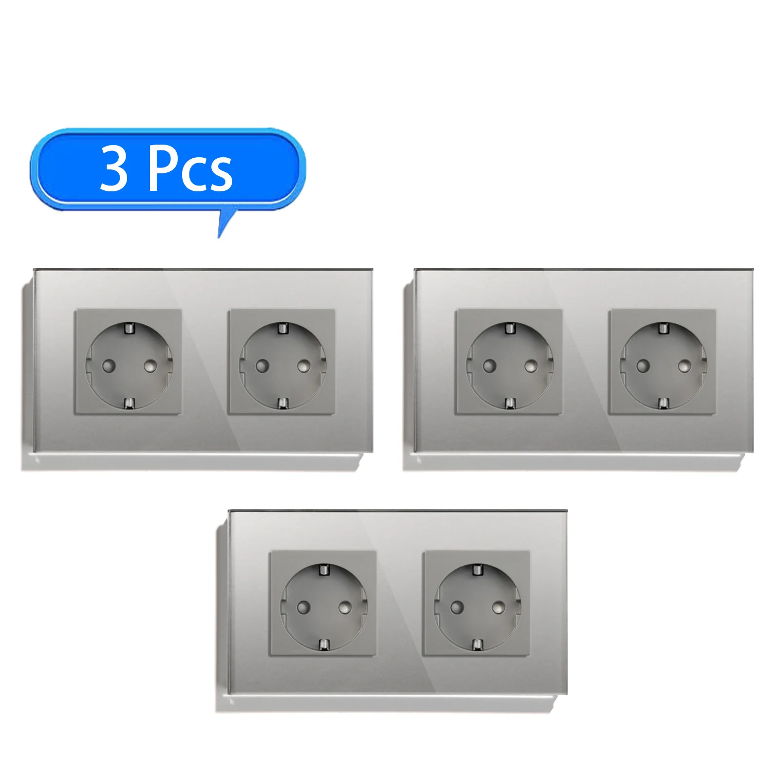 BSEED Wall Sockets Glass Frame Double Sockets 16A EU Standard 110V - 240V Electrical Outlet Wall Mounted Sockets