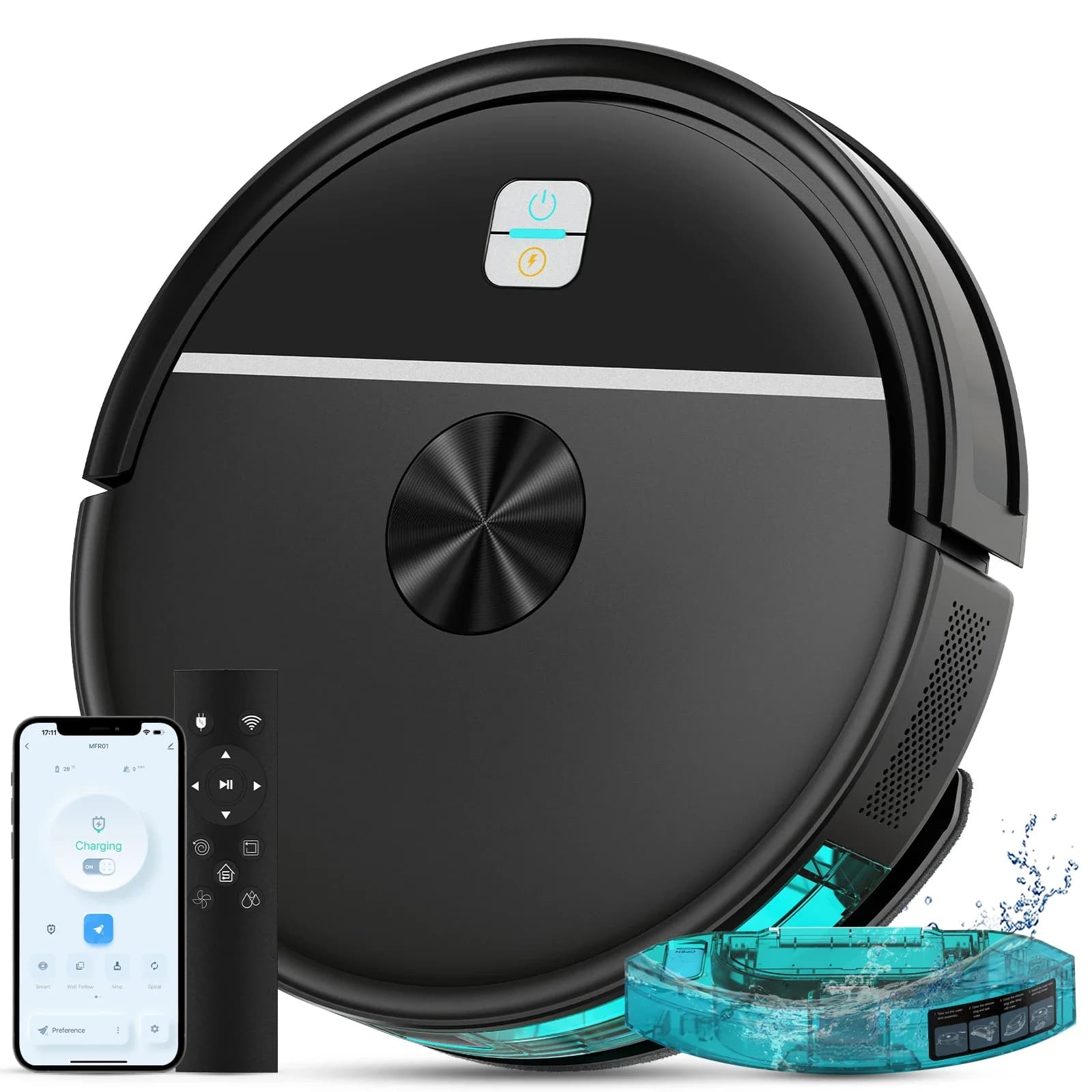 OMESER 8000Pa Robot Vacuum Cleaner Mop Combo WiFi Smart App Control Self Charging Robotic Vacuum for Pet Hair Hard Floor Tuya
