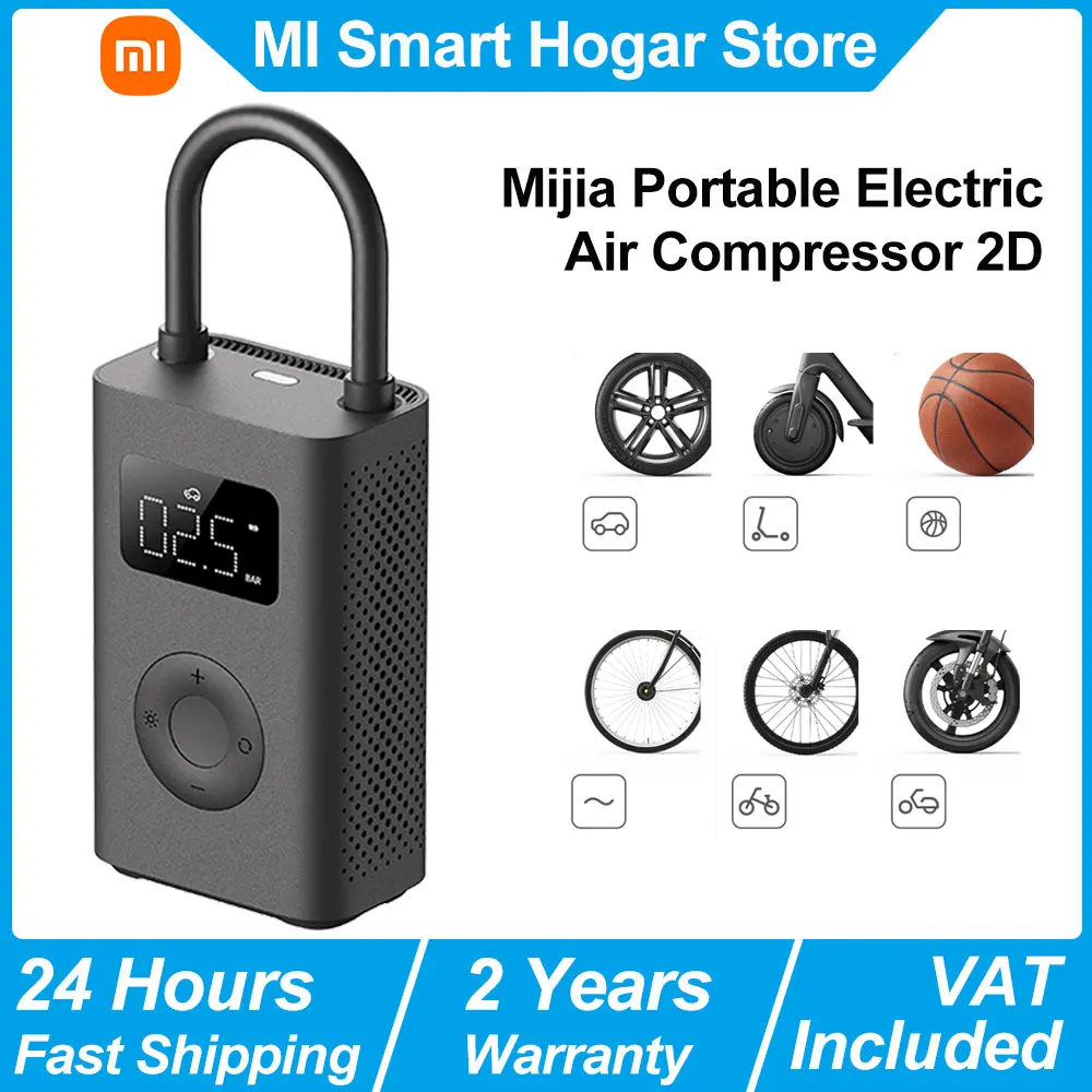 Xiaomi Mijia Portable Electric Air Compressor 2D, Portable Electric Air Pump, Smart Digital Tire Pressure Detection Inflator