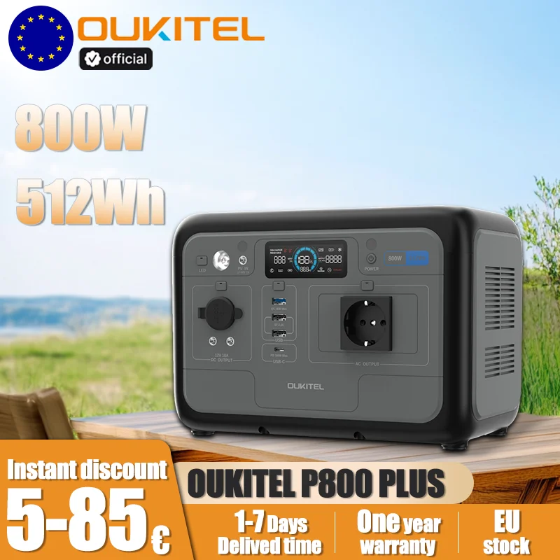 OUKITEL P800E Portable Power Station 800W Output Power 512Wh LiFePO4 Family Outdoor Camping Backup Power Mobile Power