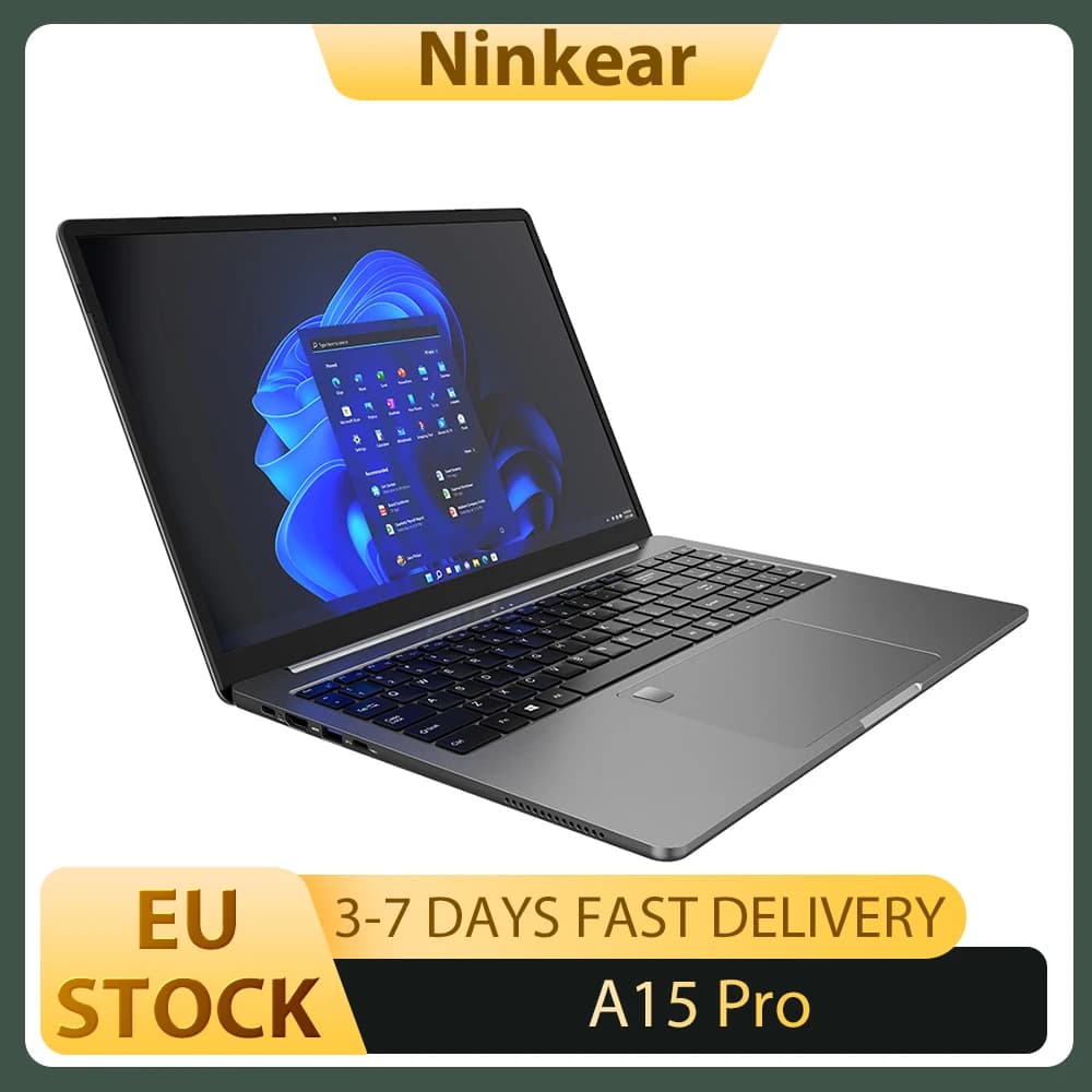 Ninkear A15 Pro Laptop, 16 inch 2560*1600 120Hz Screen, AMD Ryzen 5 5500U, 16GB DDR4 RAM, 1TB SSD, AMD Radeon Graphics, WiFi 6 Bluetooth 5.2, Fingerprint Unlock, 2*Type-C (Full-featured), 3*USB 3.0, 1*HDMI, 1*Micro SD Slot, 1*3.5mm Audio Jack