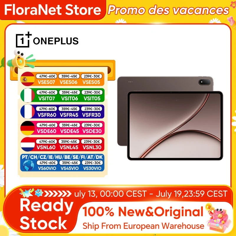 European Version of the Oneplus Pad 4 Tablet, Snapdragon 8 Elite Gen 5, 13.2 Inch 3.4K 144Hz Real Color Display, 8 Speakers, Wi-Fi 7, Android 16, 13380Mah Battery