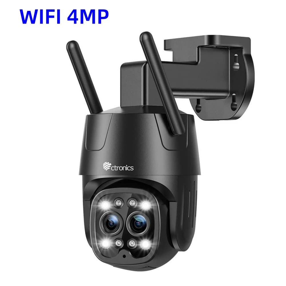 Ctronics Surveillance WiFi Camera Dual Lens Optical Zoom Outdoor 360 PTZ Security Camera Human Auto Tracking Color Night Vision