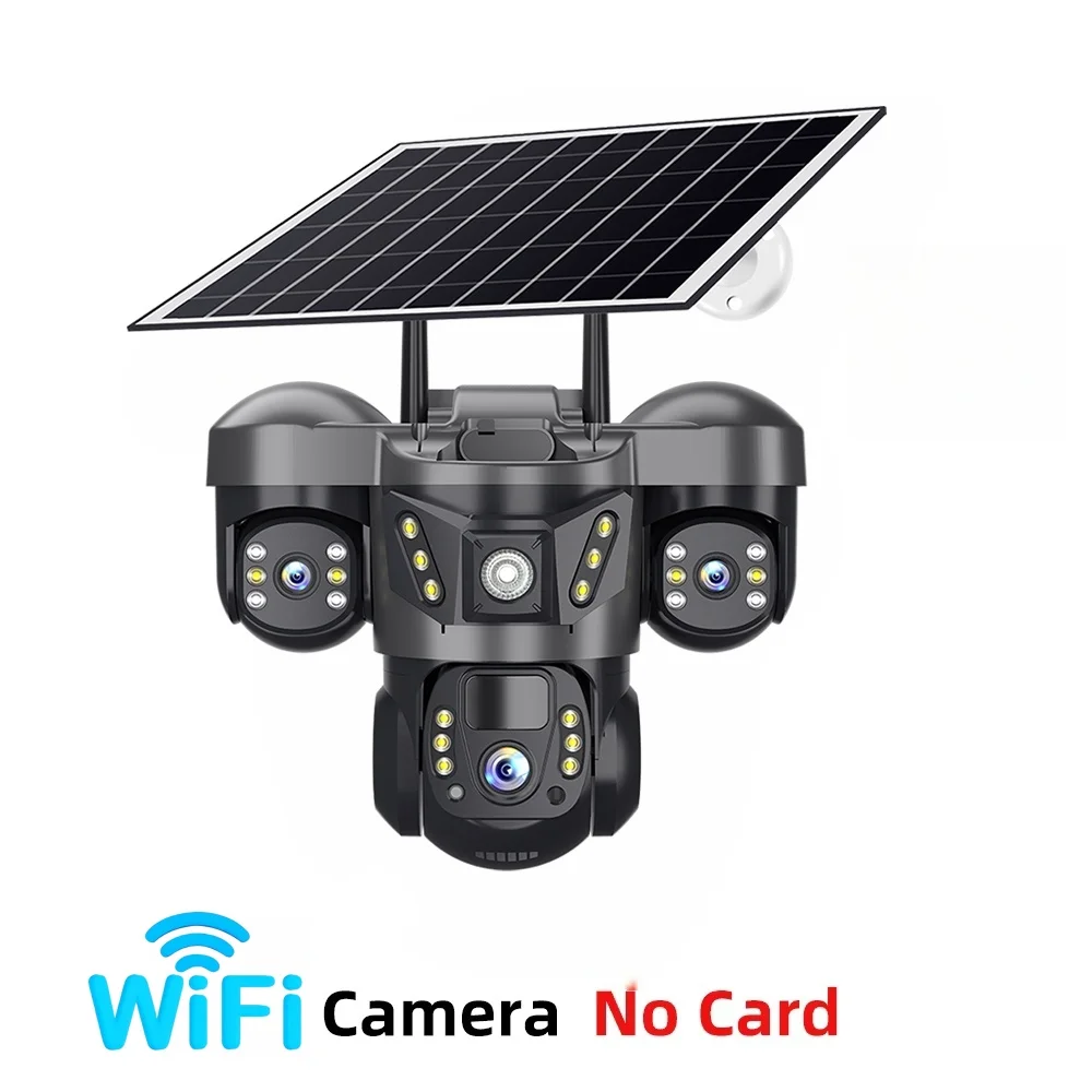 Dual Lens Three Screens WIFI Solar Camera 12MP 10X Zoom CCTV Outdoor Automatic Tracking Humanoid Detection Support PTZ IP66 Cam