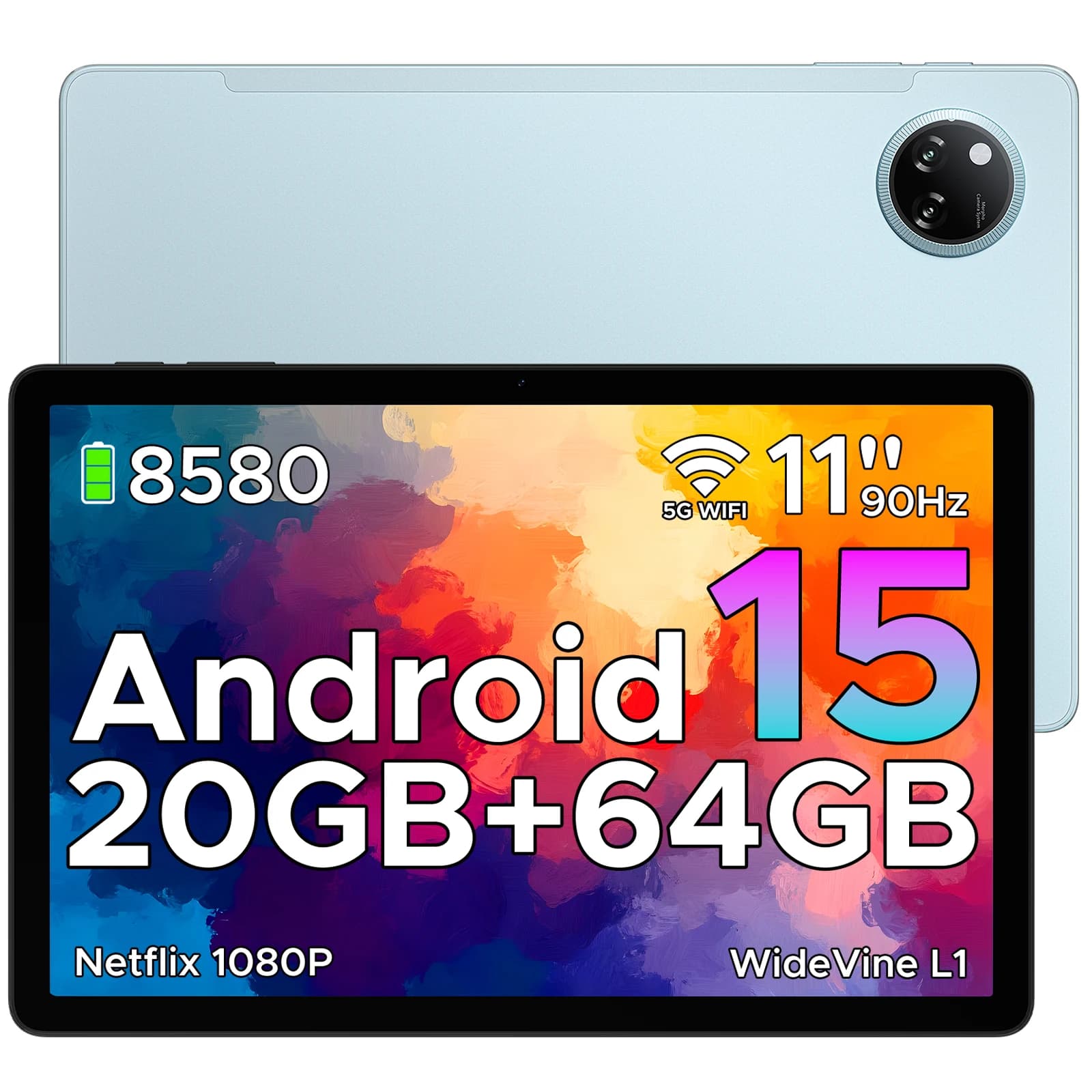DOOGEE Tab A9+ Tablet 11" HD Display 20GB(4+16) 64GB 8580mAh Large Battery Unisoc T7200 Octa Core Dual Speakers Android 15 Pad