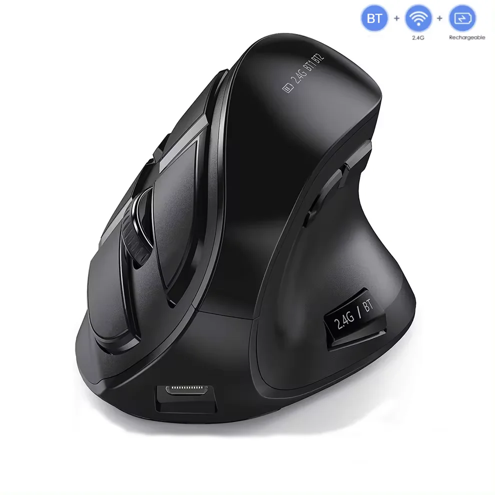 JOMAA Ergonomic Bluetooth5.0 Dual Modes Wireless Vertical Mouse,Rechargeable 8 Buttons Wireless Optical Mice for PC/Laptop/Table