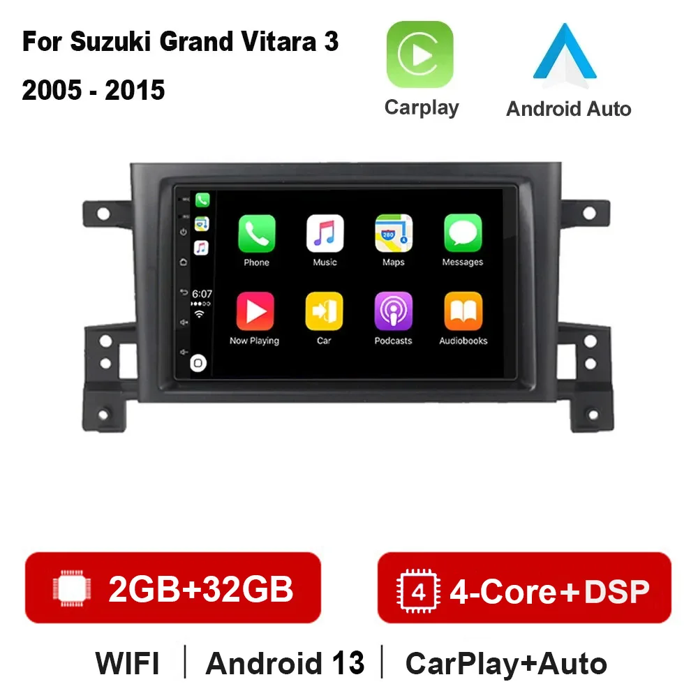 2din Car radio Android 16 For Suzuki Grand Vitara 3 2005-2010 2011-2015 Car Radio Multimedia Player GPS Carplay Androidauto WIFI