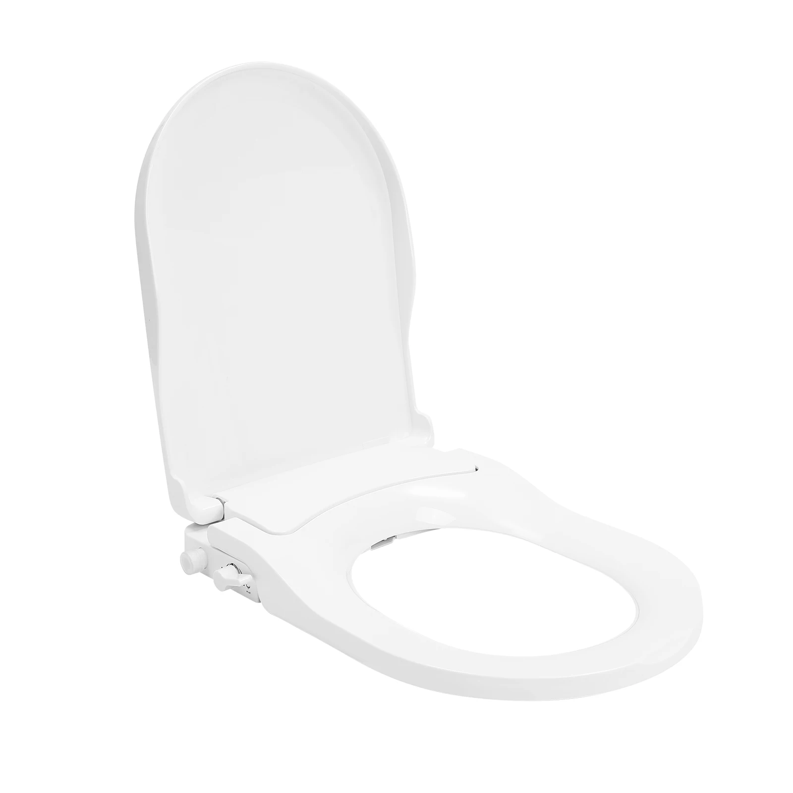 D-Type Non-Electric Bidet Toilet Seat Dual Nozzles Mechanical Washlet Soft Close Quick Release Fresh Water Bidet Seat Cover PP Material for Bathroom Hygiene