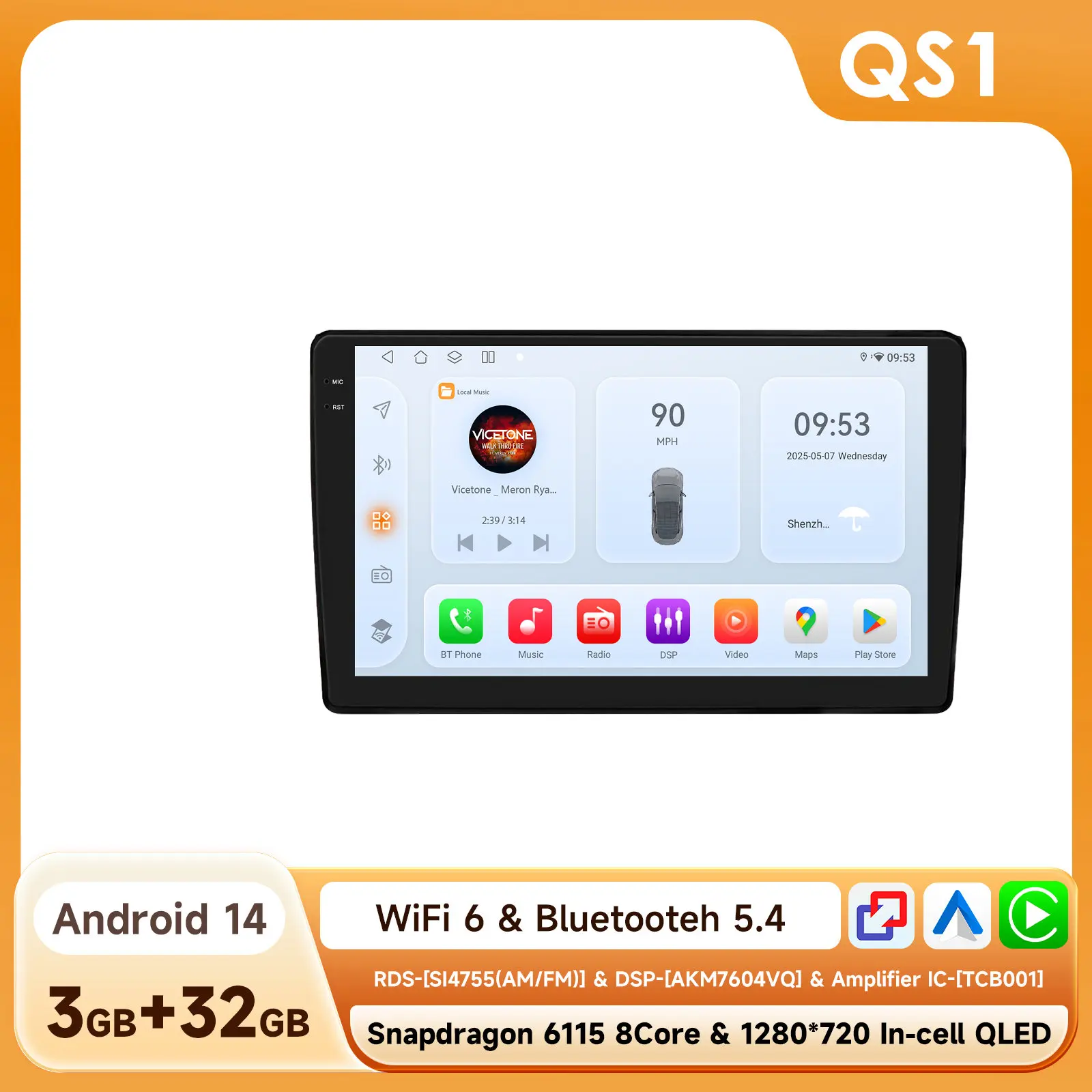 Hizpo 2Din 9-inch Android Car Radio for Audi A4 B8 B7 B6 S4 RS4 2000 - 2009 SEAT Exeo BT 4G DSP RDS CarPlay GPS Navigation 360CAM