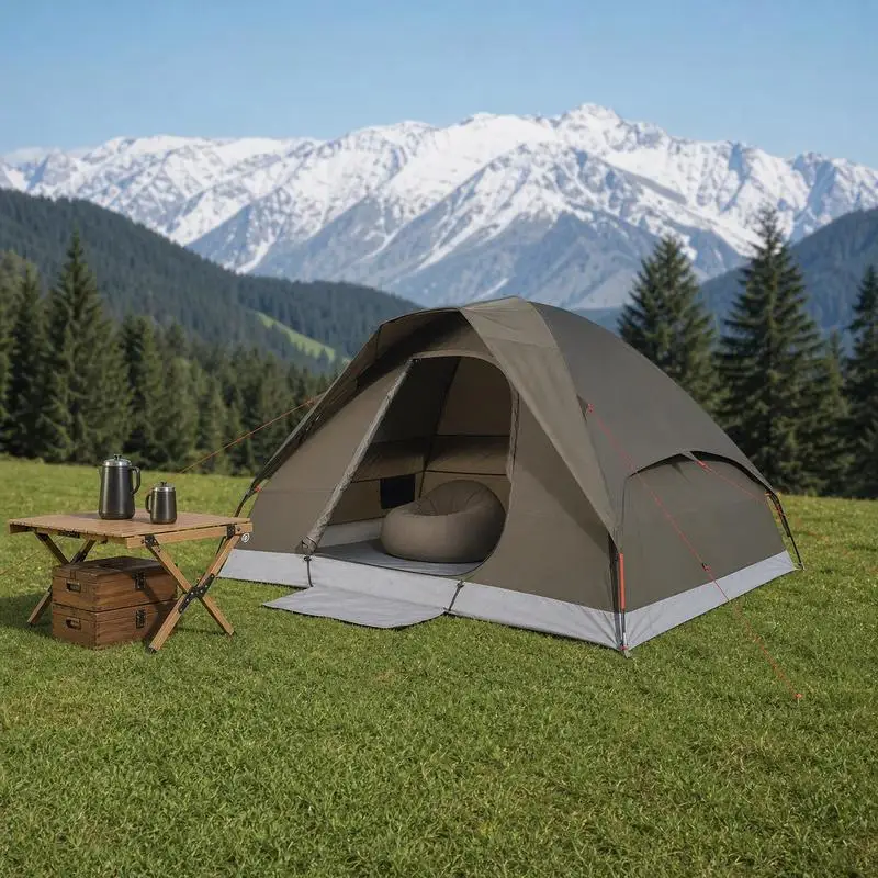 Tienda de campaña tipo domo para 2 personas, marrón, - Carpa de camping resistente para exteriores, jardín, terraza y balcón, diseño compacto y funcional para espacios pequeños