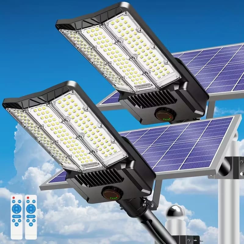2pcs Ultra-Bright 8000Lm 26000mA Solar Motion Sensor Lights Waterproof for Garden, Yard & Pathway Security