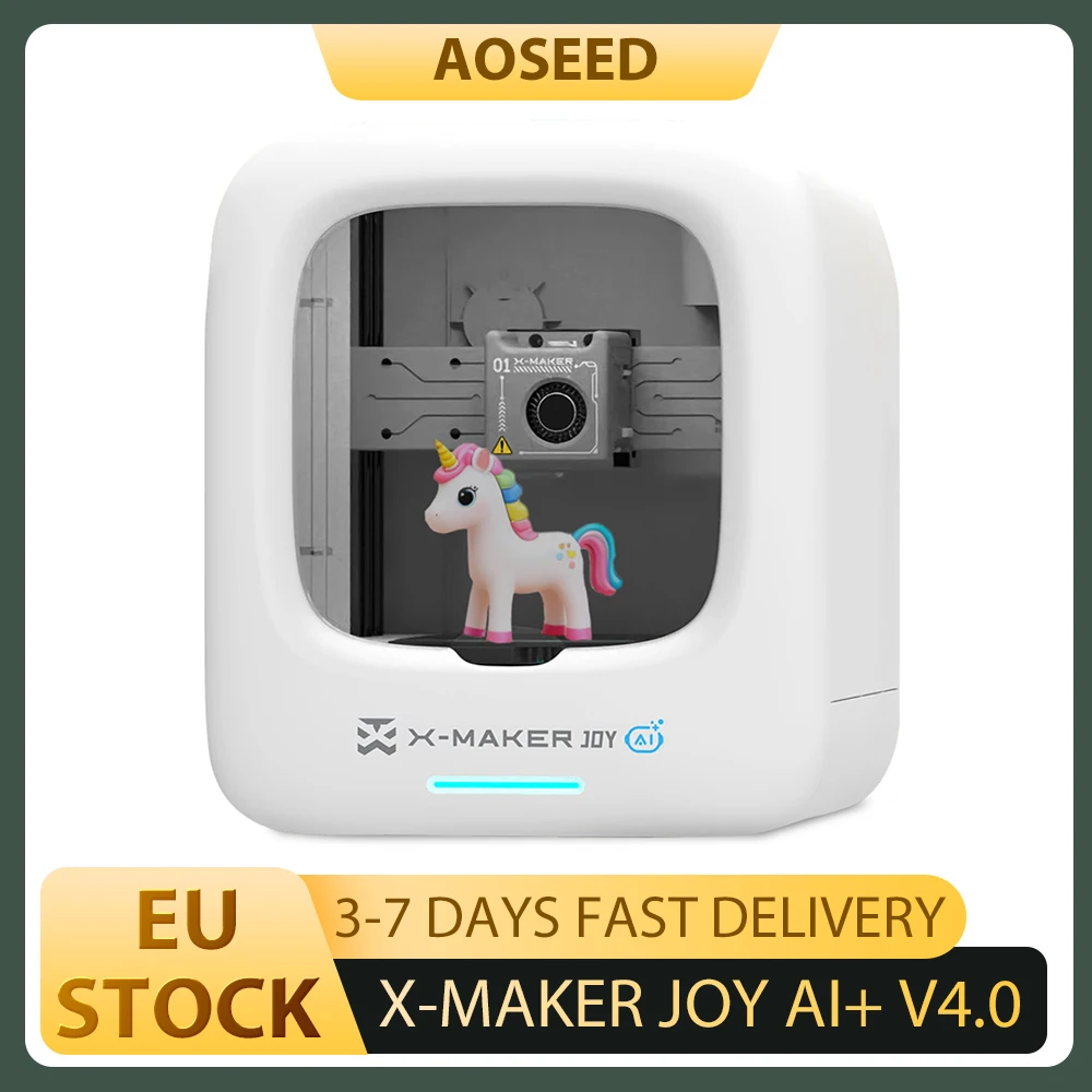 AOSEED X-MAKER JOY AI+ V4.0 3D Printer for Kids Fully Enclosed 120×120×120mm 260℃ Nozzle 300mm/s Print Speed Wi-Fi & App Contro