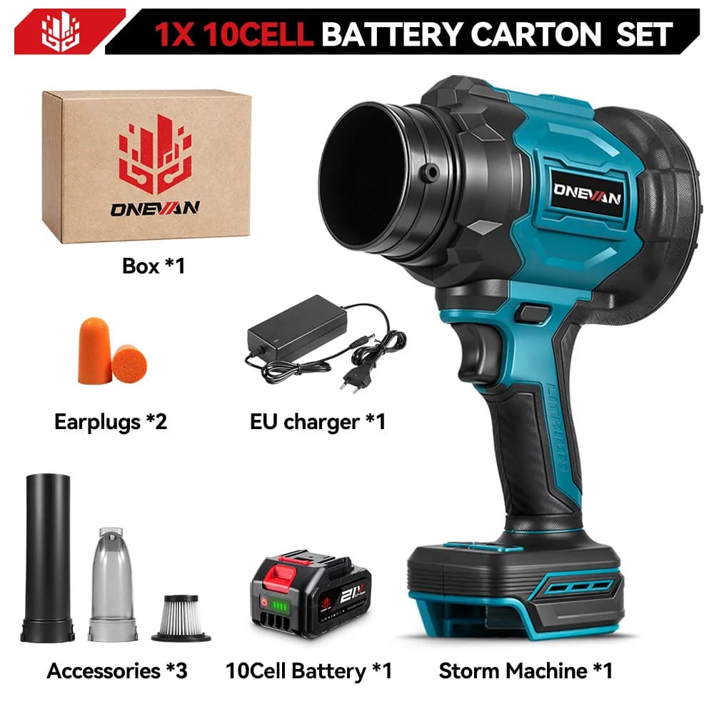 ONEVAN 2In1 Brushless Cordless Electric Turbo Air Blower 330000RPM Leaf Dust Blowing or Vacuuming Tool For Makita Battery Pin