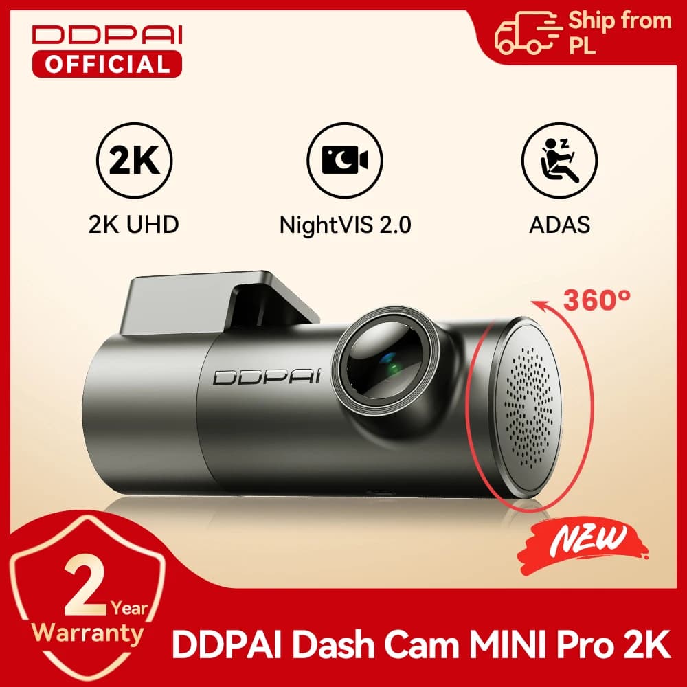 DDPAI Mini Pro 2K Dash Cam with WiFi Smart Voice Control, Support Night Vision and 24H Parking Monitor Car DVR
