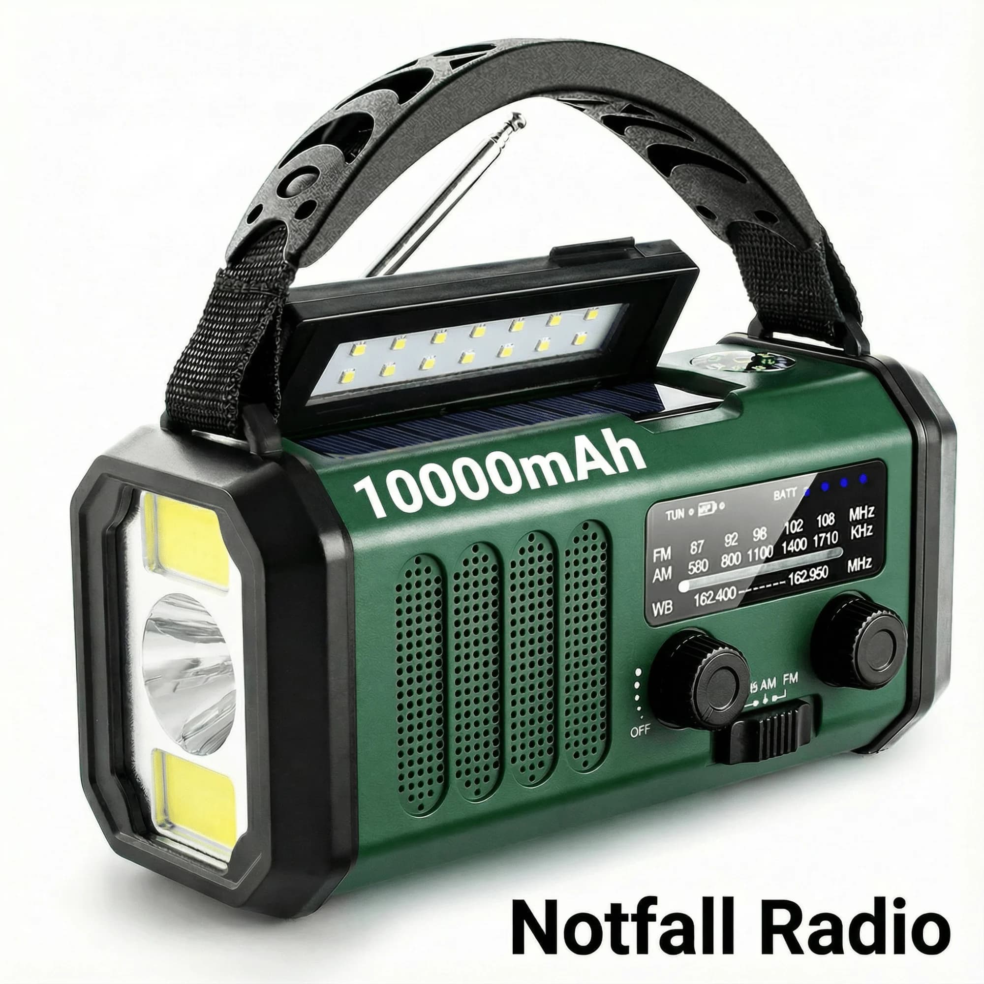 10000mAh power bank crank radio solar emergency radio AM/FM/WB world receiver with flashlight SOS alarm compass portable