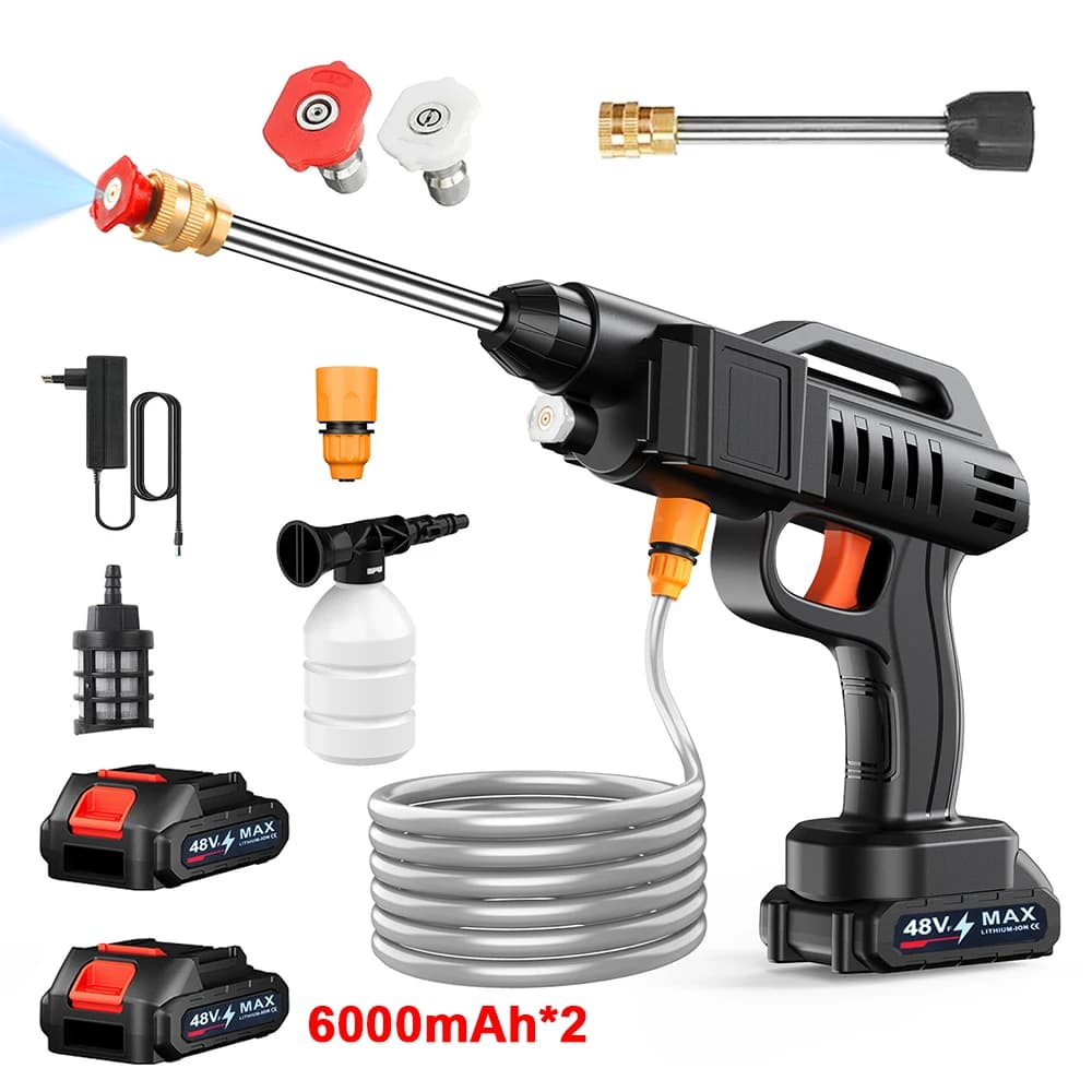 50Bar Cordless High Pressure Cleaner Car Washer Spray Water Gun Foam Generator Cleaner Lithium Battery for Car Detailing Home Outdoor Garden Cars Washing Machine