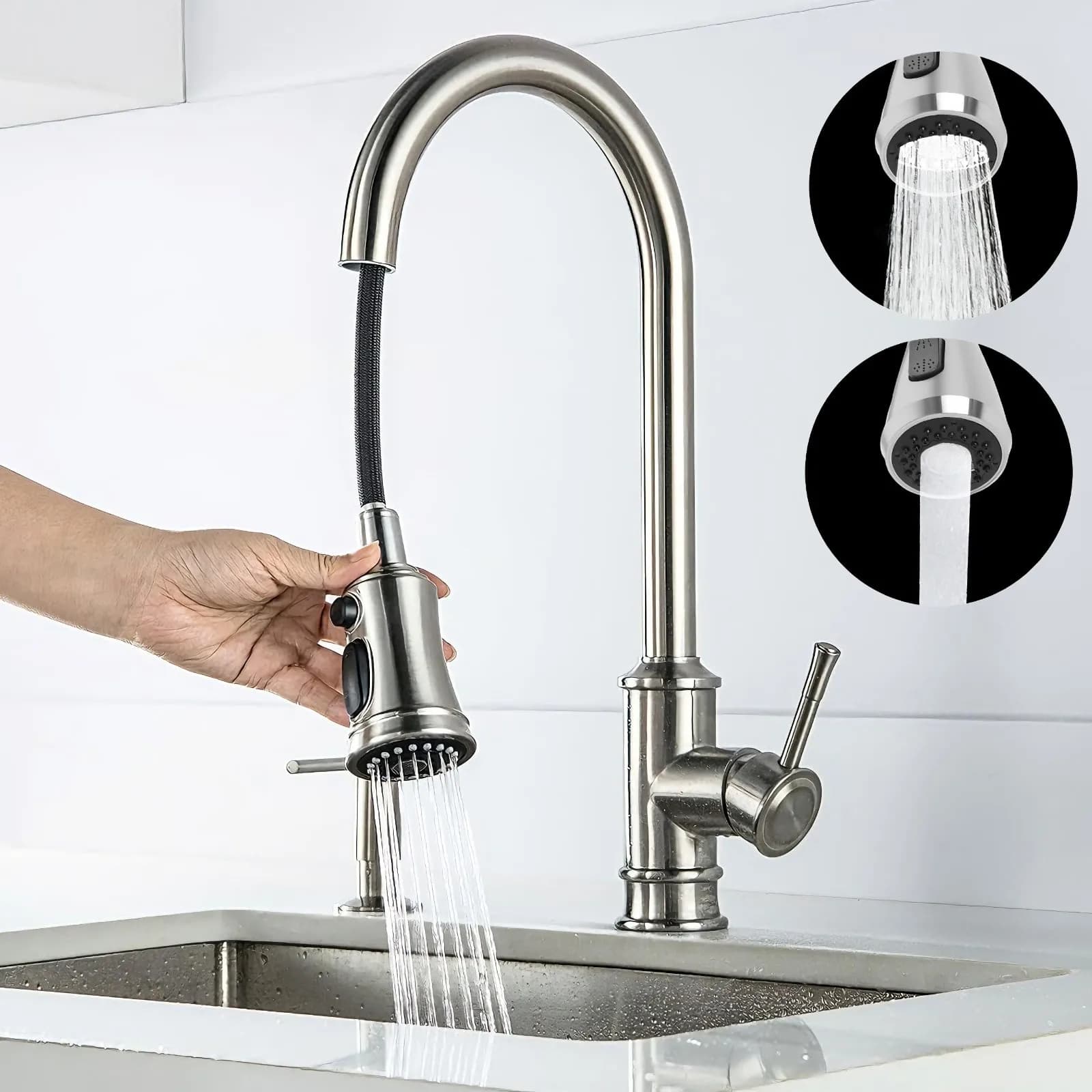 Pull-down Kitchen Faucet Extendable Shower Kitchen Tap Spring Faucets Pull Out Sink Mixer Tap Single Handle Kitchen Sink Faucet