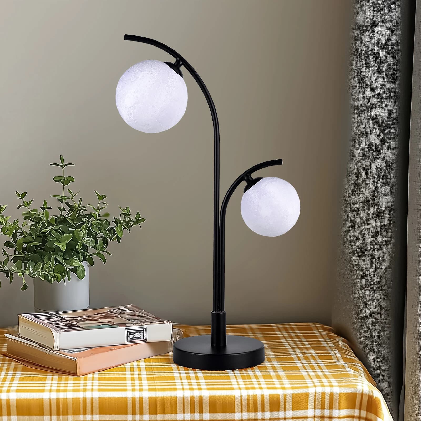 21 inch bedside lamp Nordic Modern Iron double ball table lamp LED Bedroom Bed Lamp Learning Corridor Room Indoor Lights Glass Ball Decor Light Fixtures G9