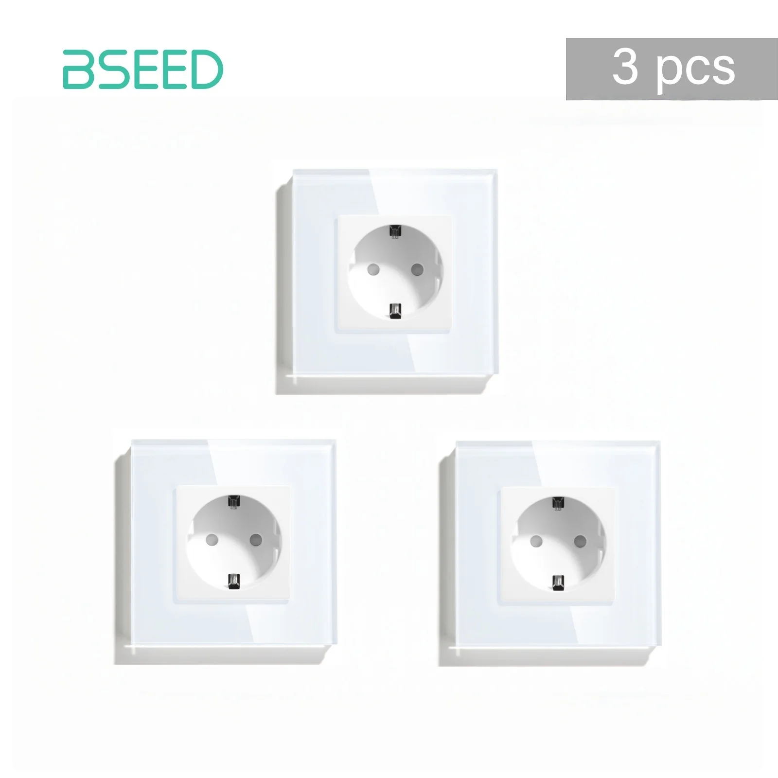 BSEED Wall Socket Glass Frame 16A Single Socket EU Standard For Home Office Bedroom Electrical Outlet