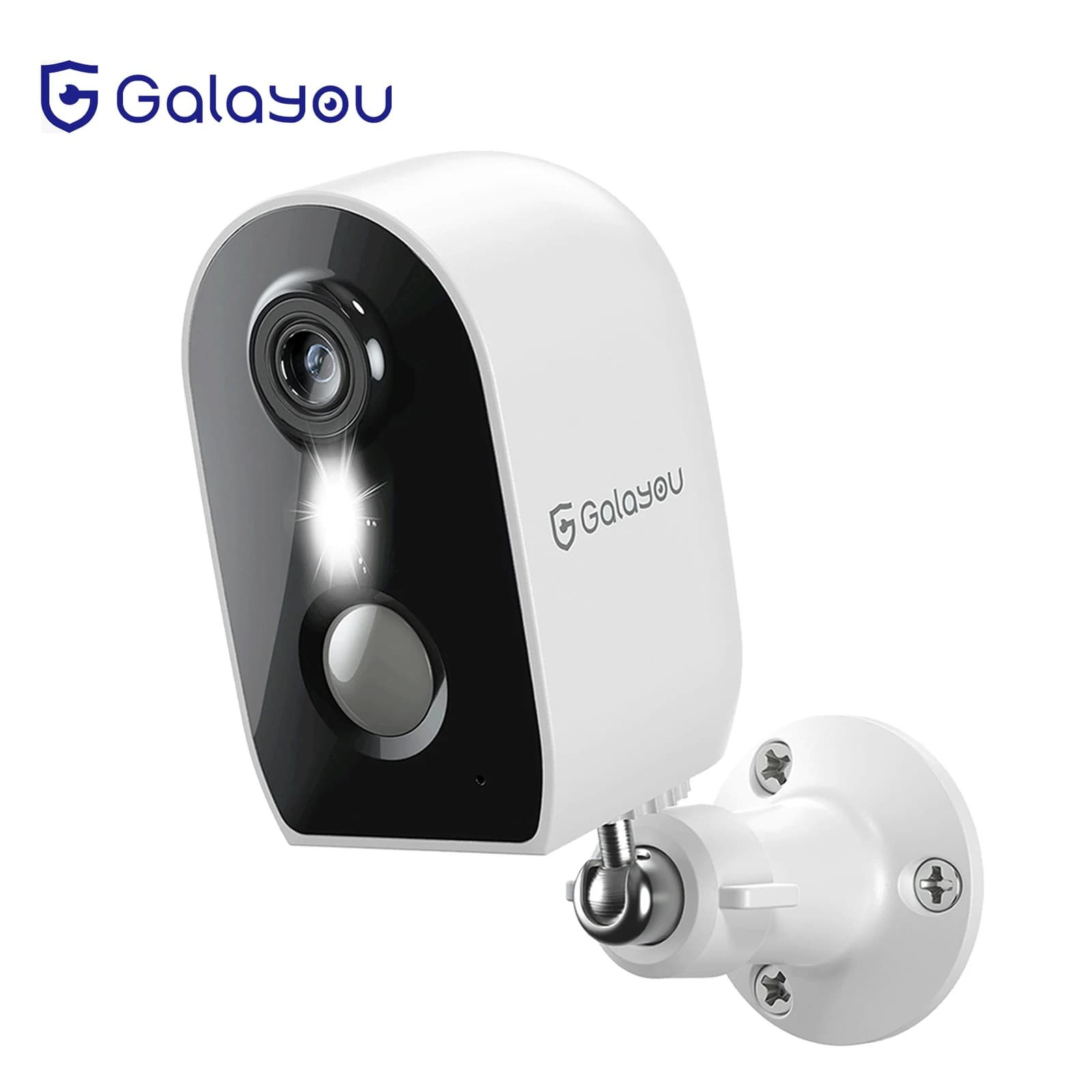 Galayou-Wireless Outdoor Security Camera, 2K Battery Powered, WiFi Security Camera with Spotlight Siren, 2-Way Audio, Waterproof