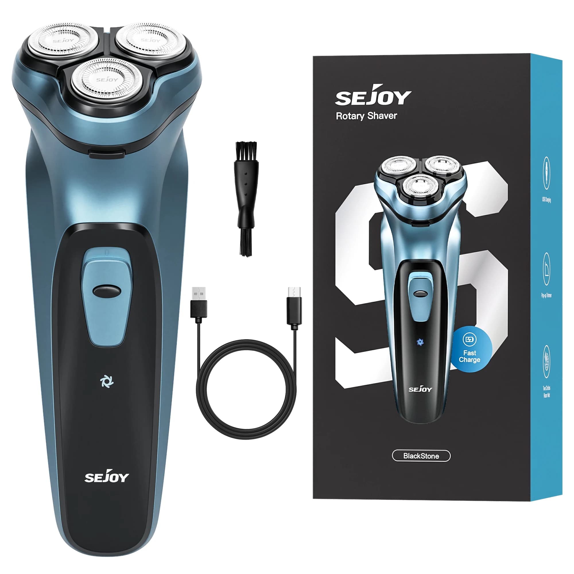Sejoy Electric Shaver for Men Rechargeable Electric Razor Triple Floating Head Shaving Machine Beard Trimmer Gift