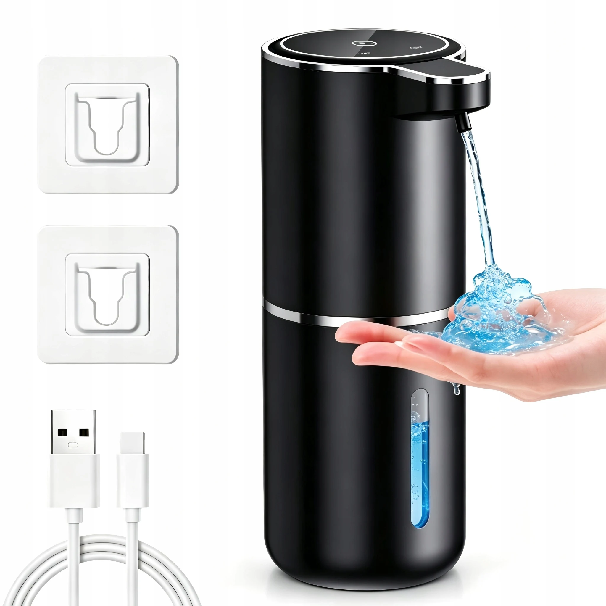 Automatic Soap Dispenser Smart Motion Sensor Liquid Foam Dispenser Touchless USB Rechargeable Wall Mounted with Visible Window for Bathroom Kitchen