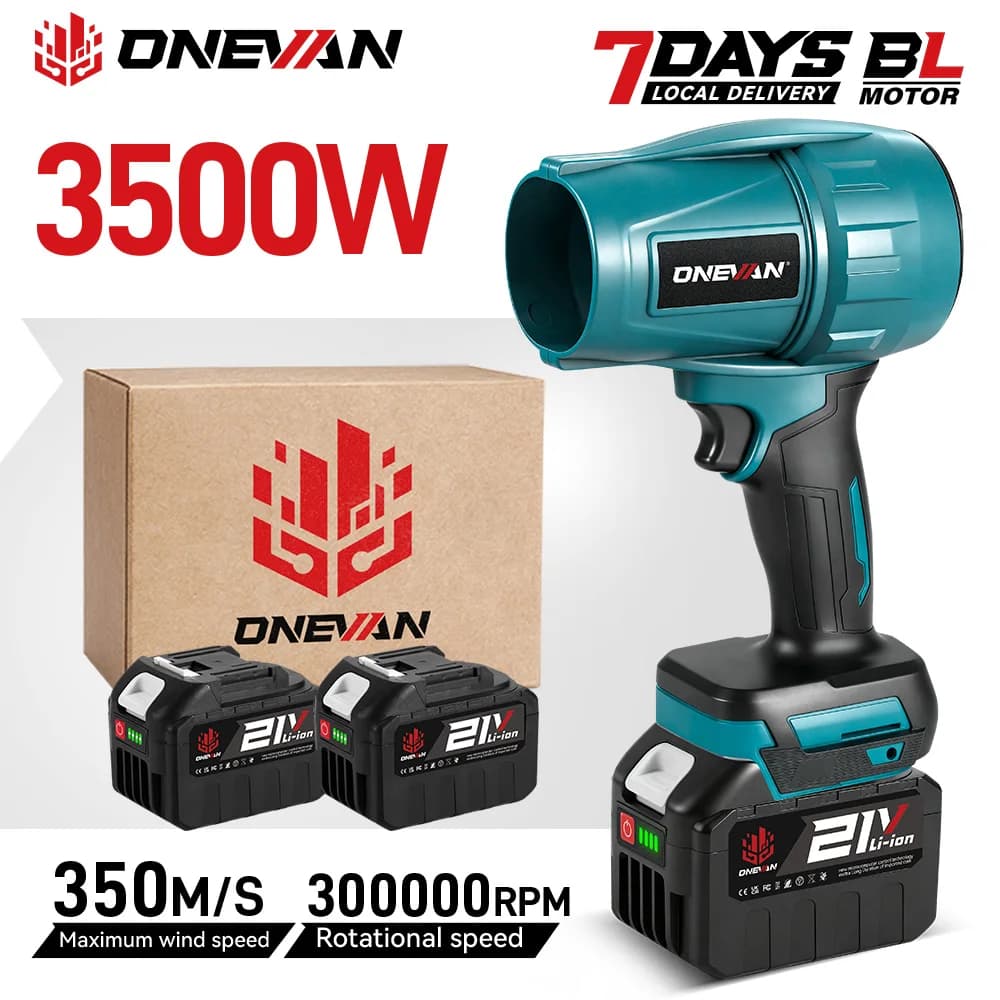 ONEVAN 3500W 350M/S Brushless Electric Turbo Fan Cordless Leaf Air Blowers Snow Dust Blowing Power Tool For Makita Battery Pin