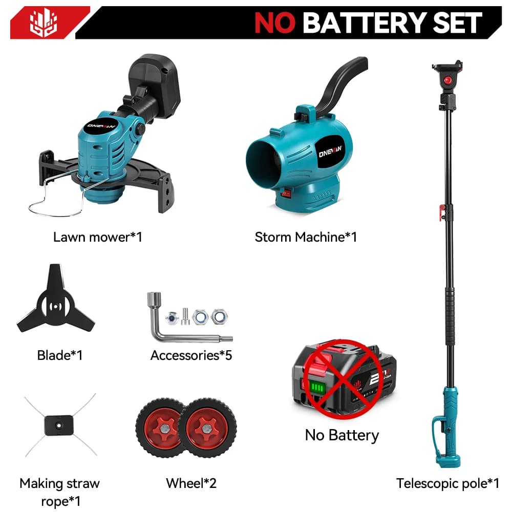 ONEVAN 3 in 1 Grass Trimmer Leaf Blower Set Cordless Electric Lawn Mower Grass Cutting Garden Tool For makita 18v battery pin
