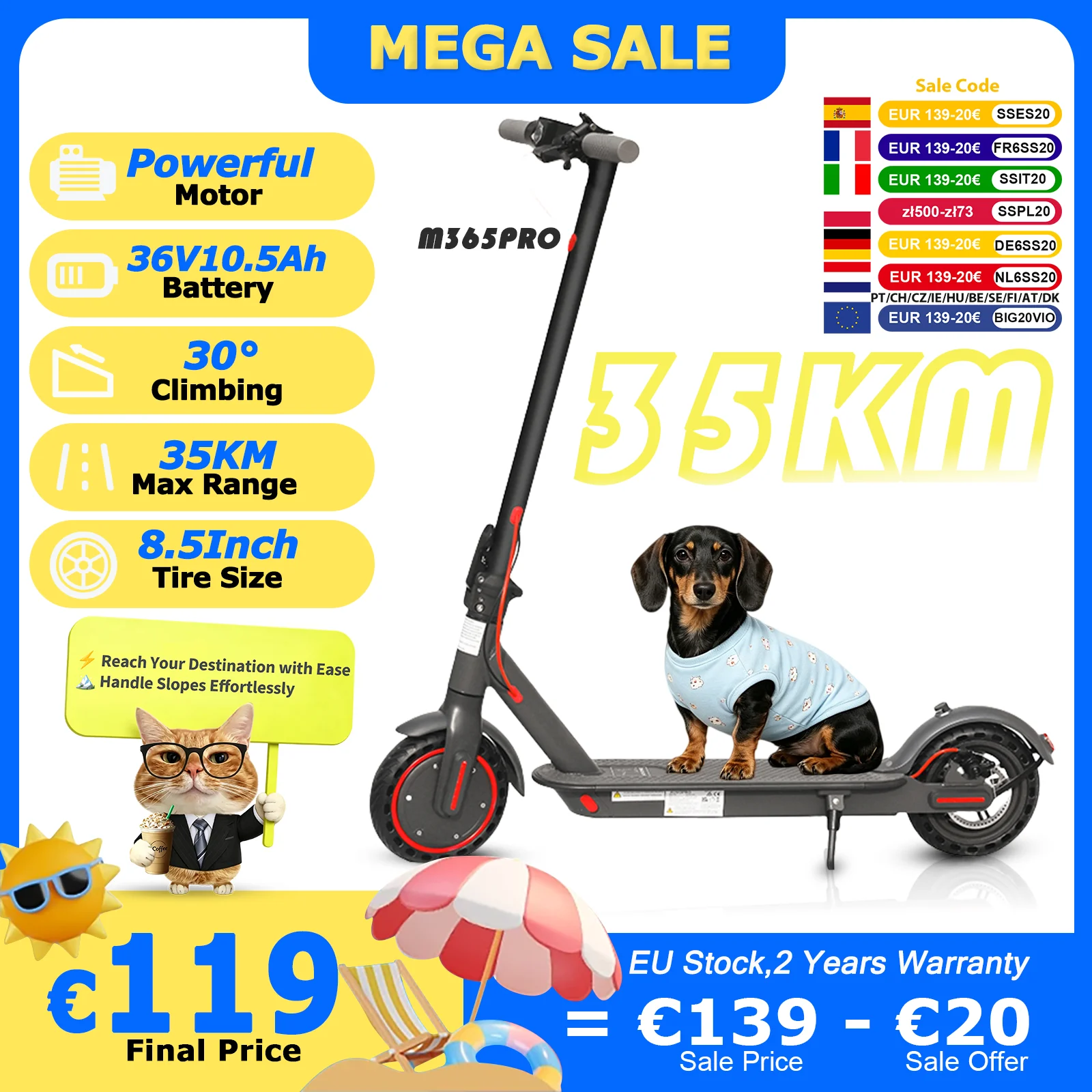 M365PRO/M365 X1 Electric Scooter 36V 10.5Ah 500W Motor 35KM Long Range 31KM/H 8.5Inch Solid Tires Foldable Smart APP EScooter