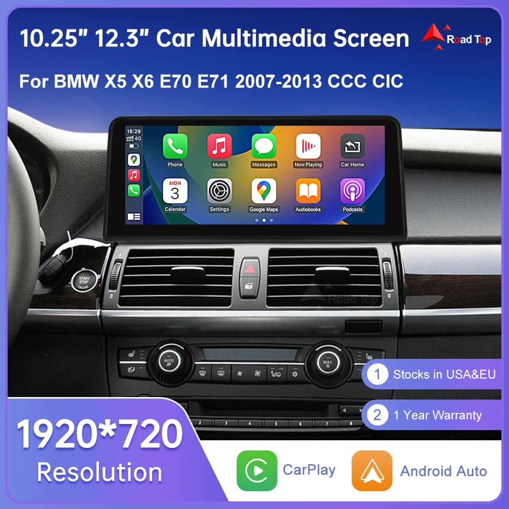 Wireless Carplay Touch Screen For BMW X5 E70 X6 E71 2007-2013 CCC CIC Display Radio Android Auto Car Multimedia Player