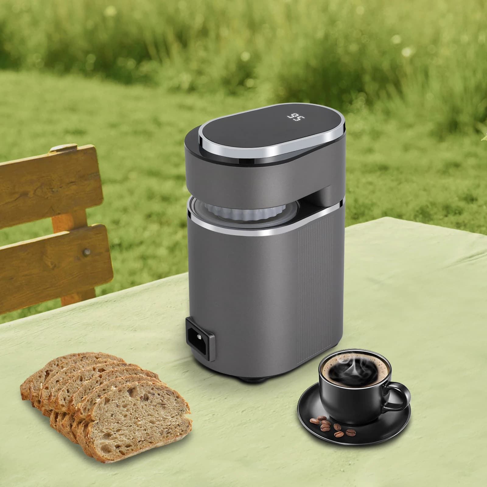 600W Portable Mini Espresso Coffee Machine 9Bar Pressure Extraction 150ml Water Tank Adjustable Temperature Electric Coffee Maker Foldable Design For Travel Office Home Outdoor Barista Coffee Making Father's Day Gift