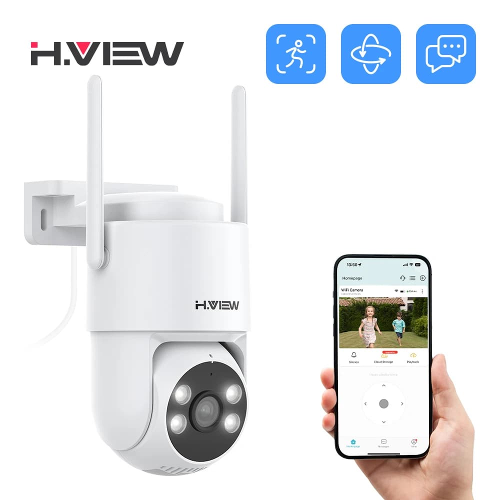H.VIEW 3MP PTZ IP Camera - Outdoor WiFi Wireless Security CCTV with AI Human Detection And Audio