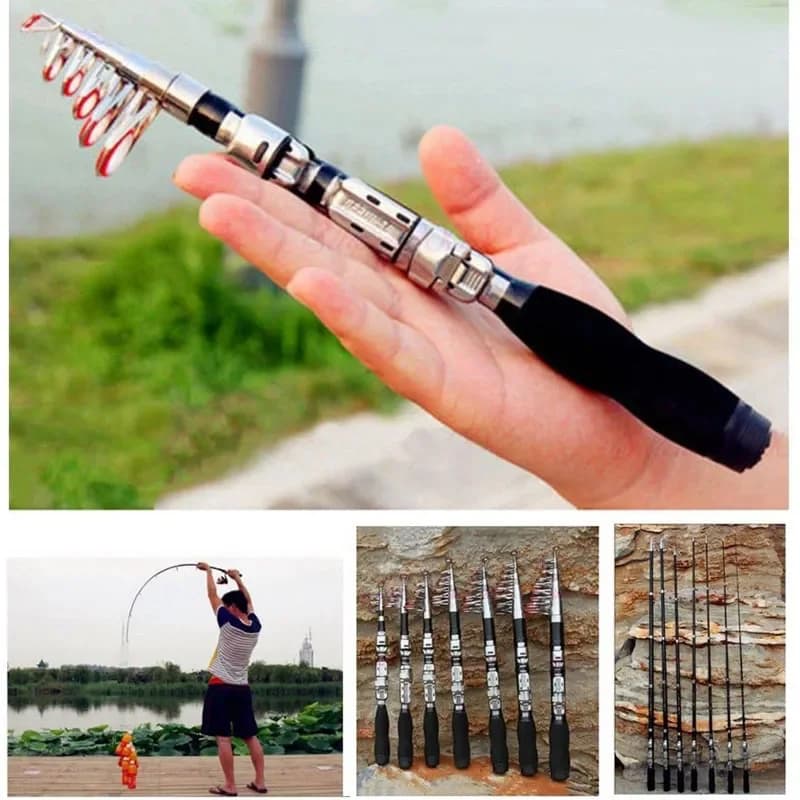 1~2.3m Telescopic Mini Fishing Rods Super Hard Carbon Steel Rivers Fishing Rod Portable Sea Pole Fishing Good Accessories