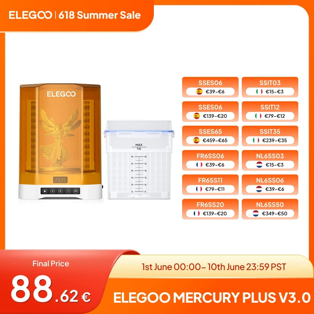 ELEGOO MERCURY PLUS V3.0 for 3D Resin Printer Wash and Cure 2 in 1 Machine with Larger Capacity for ELEGOO LCD 3D Printers