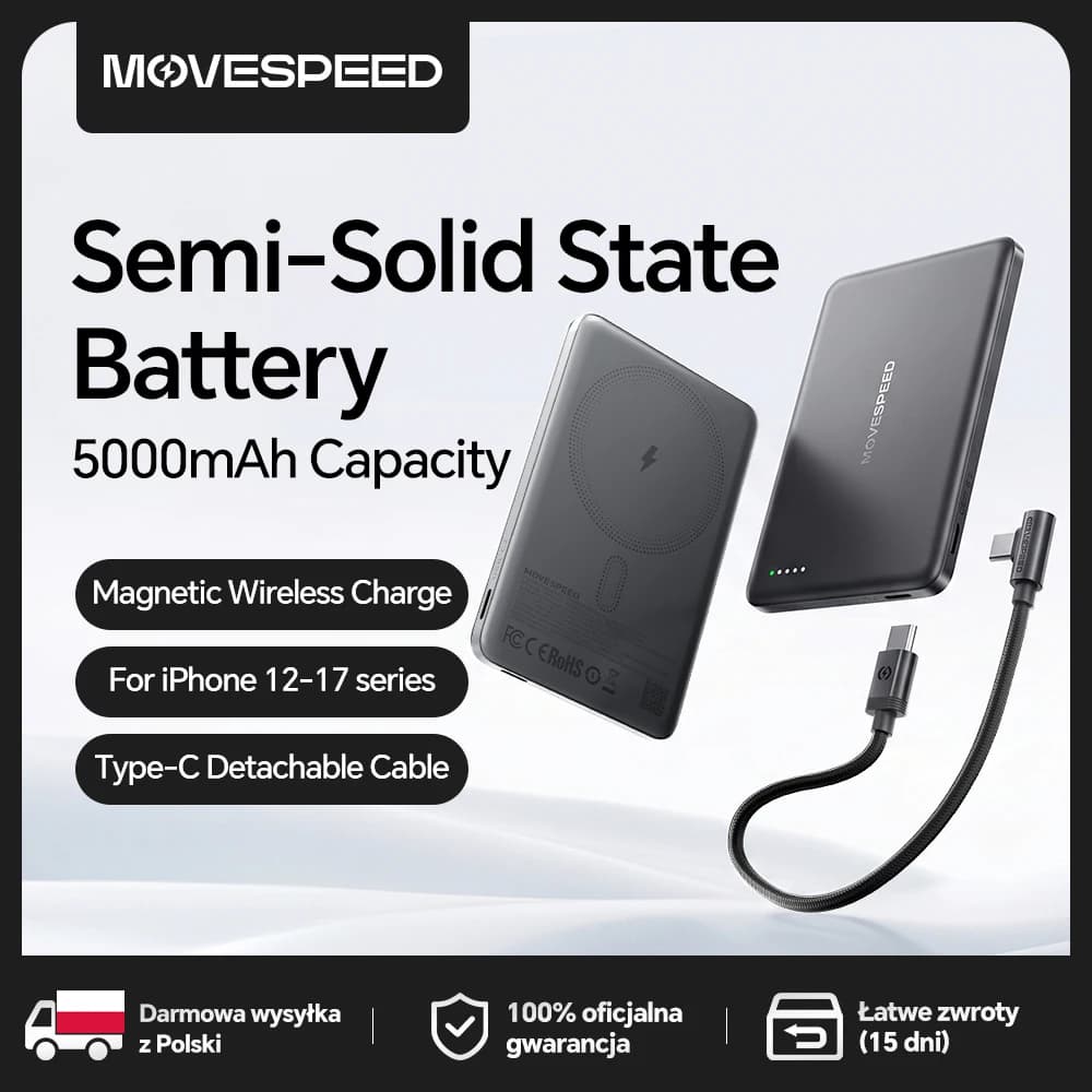 MOVESPEED P07Pro 5000mAh Magnetic Wireless Power Bank PD15W Wired Fast Charger Semi-Solid-State Battery Powerbank for Samsung for iPhone 17