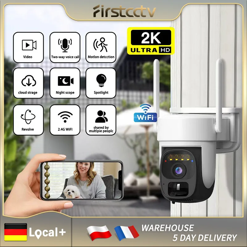 FIRSTCCTV WiFi/4G PTZ Camera Outdoor HD Wireless Solar IP Camera Built-in Battery Video Surveillance Camera Long Time Standby