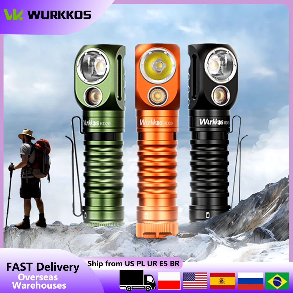 Wurkkos HD20 Upgrate Rechargeable Headlamp 2000LM 90 High CRI Clip Light with 960H Runtime Magnetic for Hiking Local Delivery
