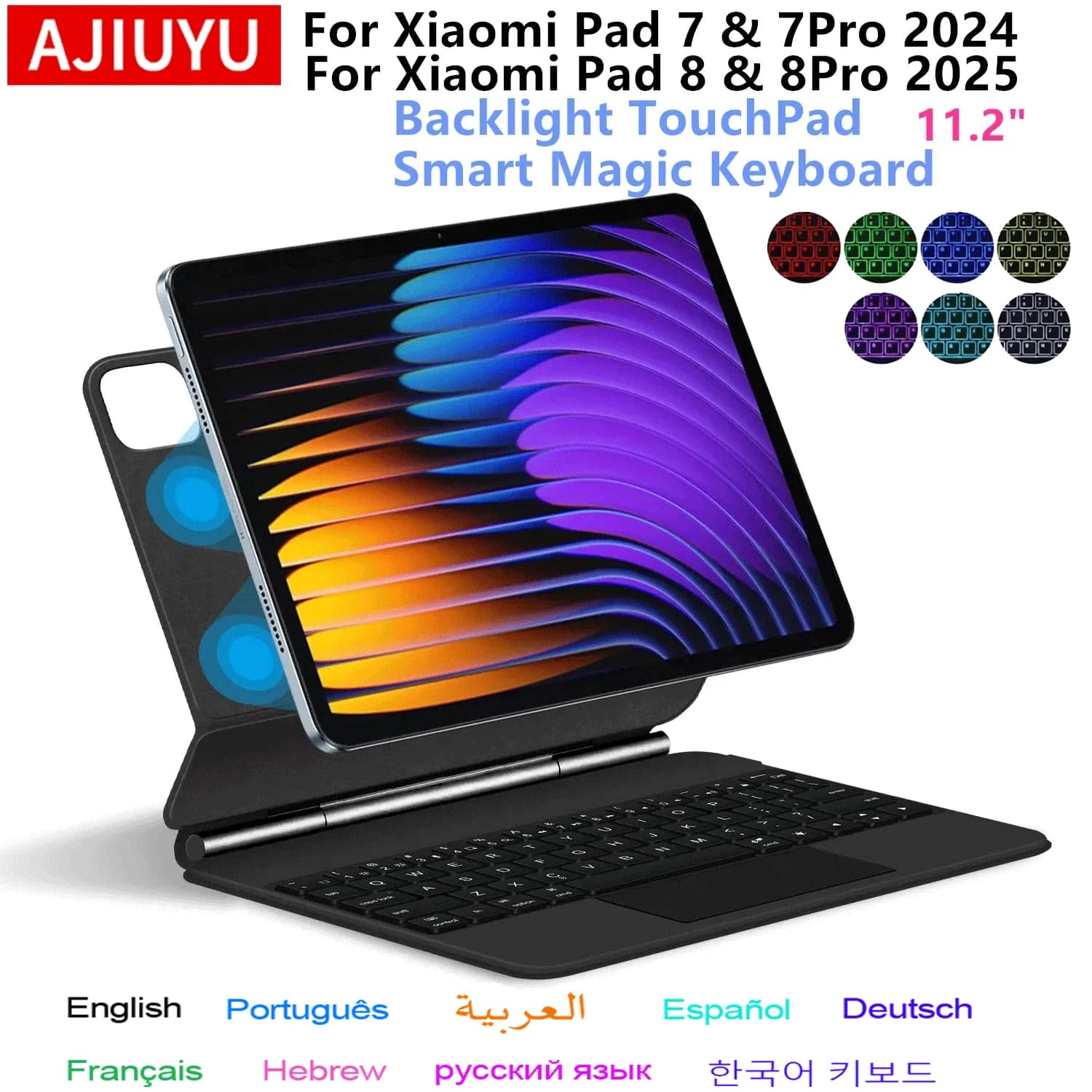 Magic Keyboard Folio For Xiaomi Pad 7 2024 Mi Pad 7 Pro 11.2" Tablet Smart Case for Xiaomi Pad 8 Spanish German keyboard cover