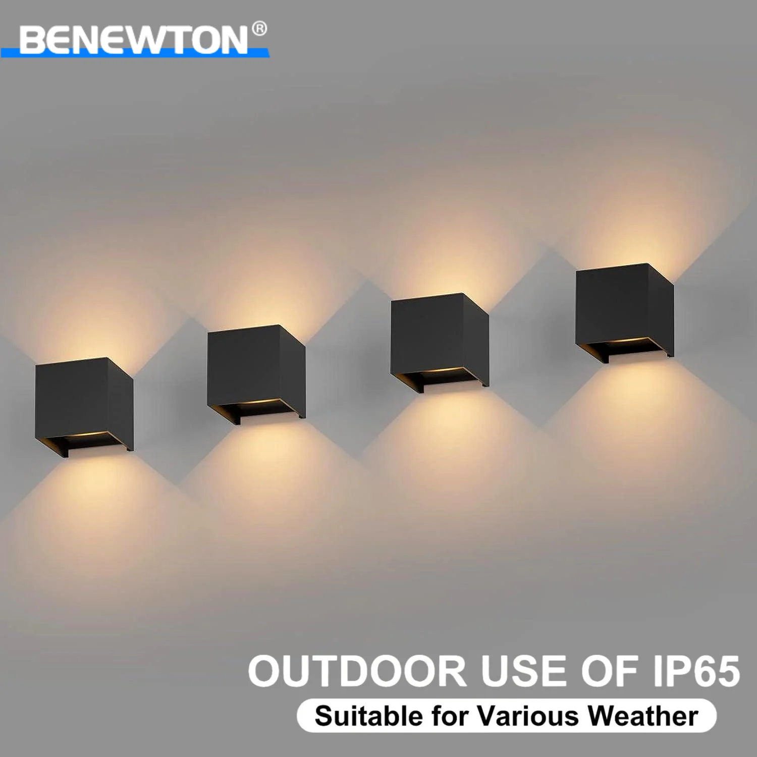Outdoor Led Wall Lamp IP65 Waterproof Up and Down Adjustable Surface Mounted Modern Square Wall Lights for Garden Porch Indoor