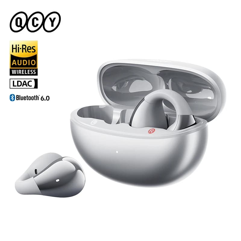 QCY Crossky C30S Open Ear Wireless Earphones Hi-Res with LDAC Ear Clip Earbuds Bluetooth 6.0 Clip On OWS Sports Headphones 40Hrs