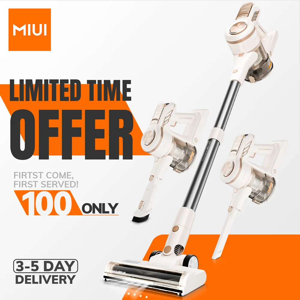 Cordless Vacuum Cleaner with LED Light, Touch Screen Rechargeable Rod Vacuum Cleaner, 2 Suction, Brushless Motor, White