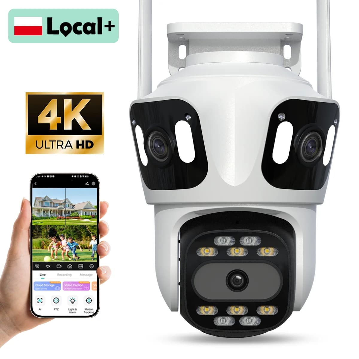 WONSDAR PTZ Camera Three Lens WiFi Surveillance Monitor Security Camera Outdoor Motion Dectection 2-Way Audio Monitor iCsee