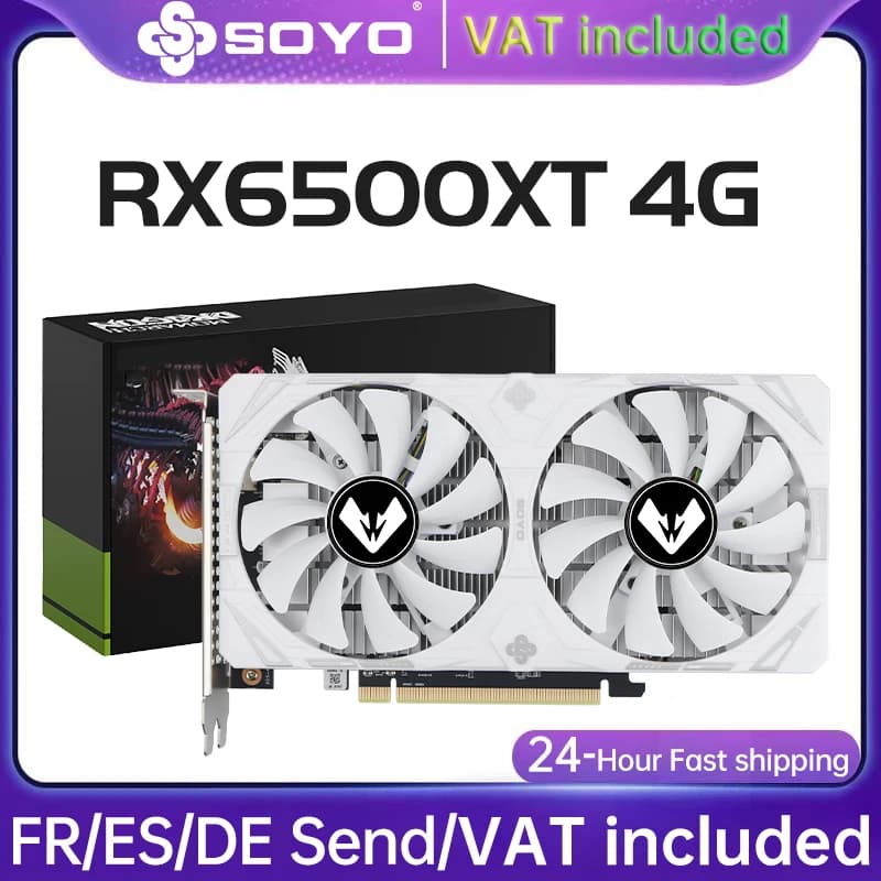 SOYO AMD Radeon RX6500XT 4GB Gaming Graphics Card GDDR6 Memory PCIEx16 4.0 for Desktop Computer Video Cards 6500XT