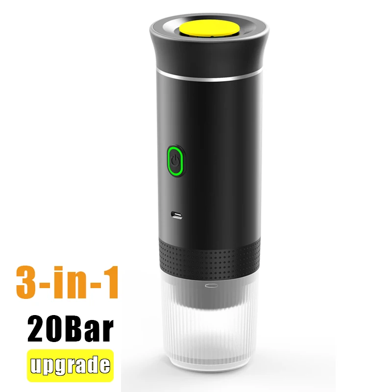 3-in-1 Wireless Electric Portable Capsule Coffee Machine for Car&Home Camping Coffee Maker Capsule Powder Travel Espresso Maker